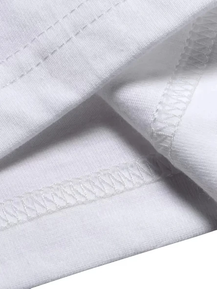 20/1 Penye Compack Özgür kuşlar Baskılı Oversize Bisiklet Yaka T-shirt - Beyaz - Resim 3