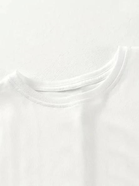 [Günlük T-Shirt] Hafif Kadın Günlük T-Shirt | Bol Kesim, Kısa Kollu, Yuvarlak Yaka, Eğlenceli Karikatür Ayı ve "Umrumda - Resim 6