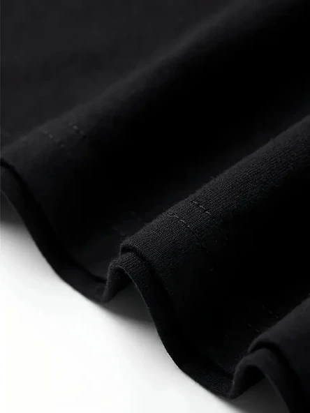 AICG Ön Arka Baskılı Bisiklet Yaka Kadın Oversize Bisiklet Yaka T-shirt - Siyah - Resim 4