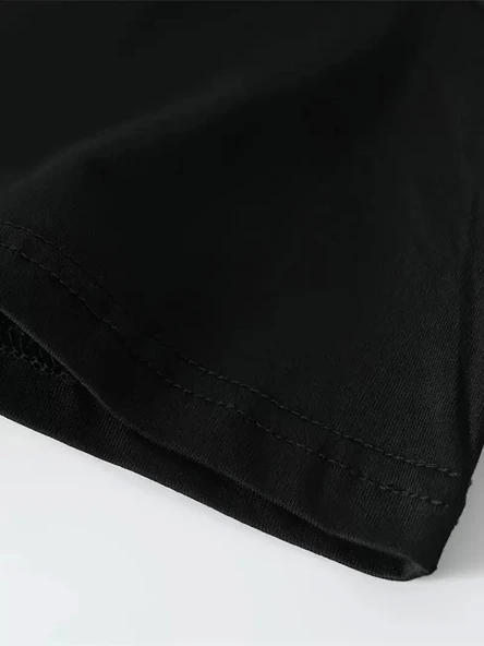 Büyük Beden Erkek "Whatever" Baskılı Tişört, Oversize Erkekler İçin Yaz Modası Kısa Kollu Tişörtler - Siyah - Resim 3