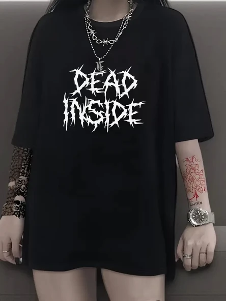 Canlı Harf Baskılı Büyük Boy Oversize Kısa Kollu Tişört - Yumuşak, Nefes Alabilir, Kadınlar için Rahat Yaz ve İlkbaharın ürün görseli 1