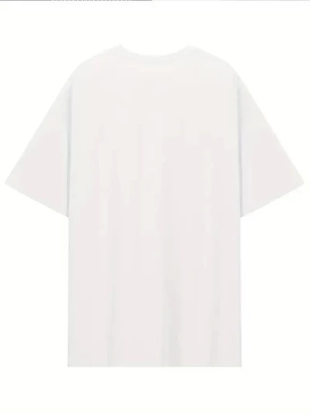 [Günlük T-Shirt] Hafif Kadın Günlük T-Shirt | Bol Kesim, Kısa Kollu, Yuvarlak Yaka, Eğlenceli Karikatür Ayı ve "Umrumda - Resim 4