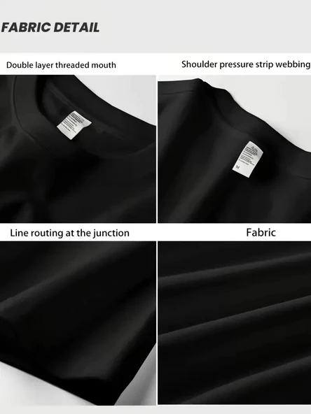 Rahat Bisiklet Yaka Tişört, Yaratıcı Karikatür Baskı - Yumuşak Polyester, Her Mevsim Giyilebilir- Siyah - Resim 4