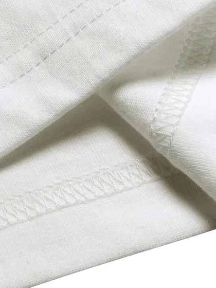 AICG Ön Arka Baskılı Bisiklet Yaka Kadın Oversize Bisiklet Yaka T-shirt - Beyaz - Resim 4