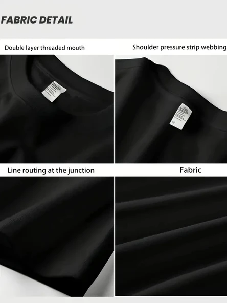 AICG Ön Arka Baskılı Bisiklet Yaka Kadın Oversize Bisiklet Yaka T-shirt - Siyah - Resim 3