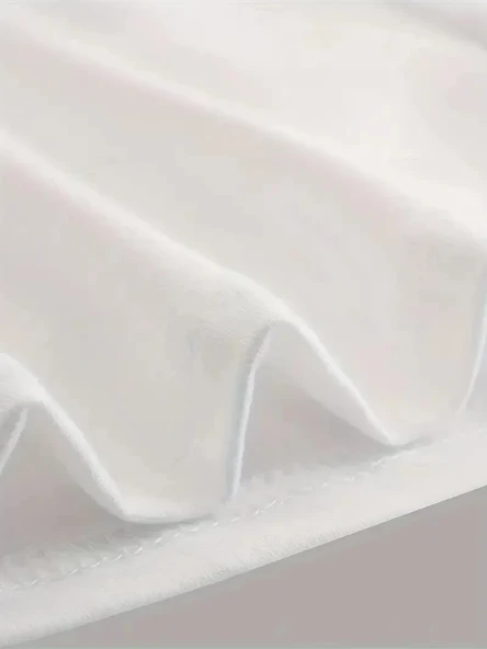 20/1 Penye Compack Ön Arka Ejder Baskılı Oversize Bisiklet Yaka T-shirt - Beyaz - Resim 2