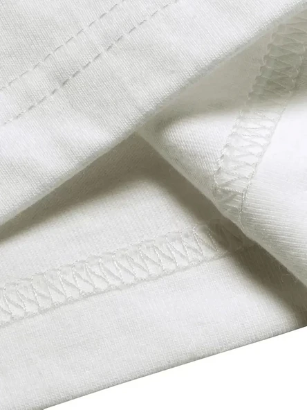 Rahat Bisiklet Yaka Tişört, Yaratıcı Karikatür Baskı - Yumuşak Polyester, Her Mevsim Giyilebilir- Beyaz - Resim 5