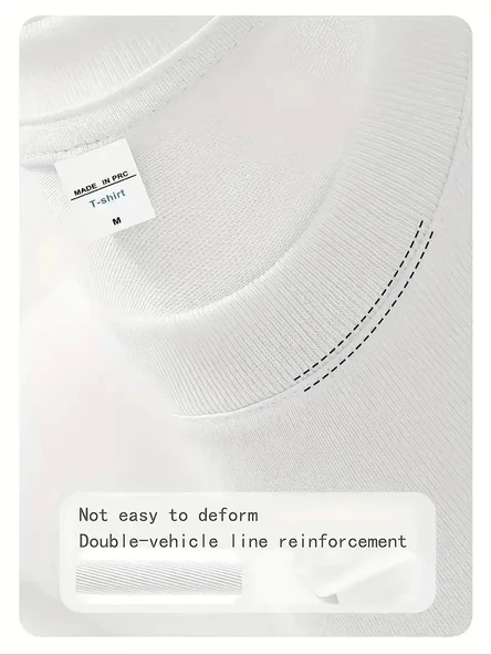 Day One Baskılı Oversize Bisiklet Yaka T-shirt - Beyaz - Resim 4