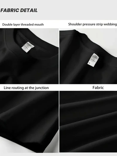 Geniş Kesim Pamuklu Tişört - "GANDHI The Project" Baskılı, Siyah, Rahat Kesim, Kısa Kollu, Günlük Kıyafet, Her Gün Giyil - Resim 4