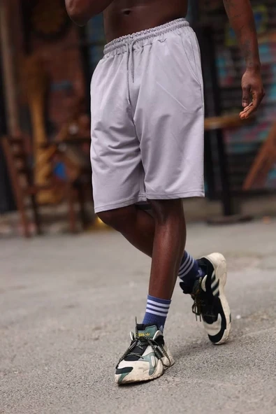 Erkek İki İplik Cepli Şort - Gri ürün görseli 1