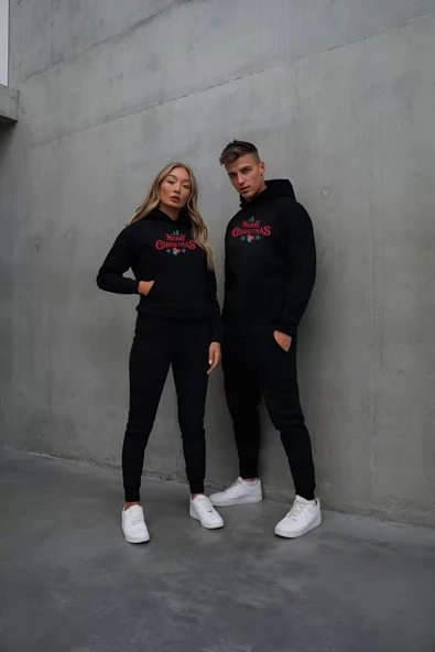 Merry Chrıstmas Sweatshirt & Hodie - Siyah - Resim 2