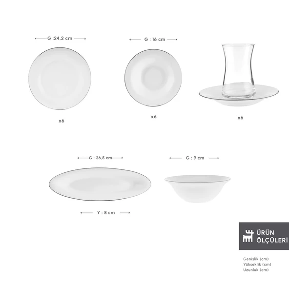 Karaca Fine Pearl Fame 26 Parça 6 Kişilik Kahvaltı Takımı Platin - Resim 2