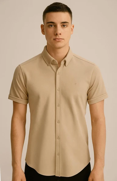 Cafes Erkek Pamuklu Yazlık Kısa Kollu Gömlek 7349 ürün görseli