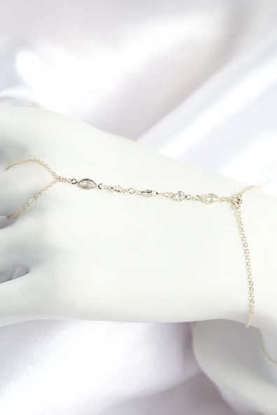 Pirinç Zirkon Taşlı Y Model Gold Renk Kadın Şahmeran