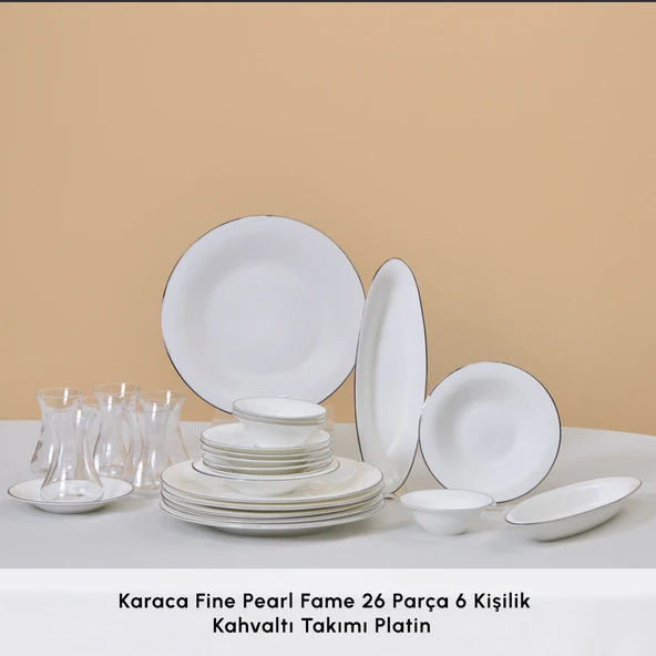 Karaca Fine Pearl Fame 26 Parça 6 Kişilik Kahvaltı Takımı Platin - Resim 3