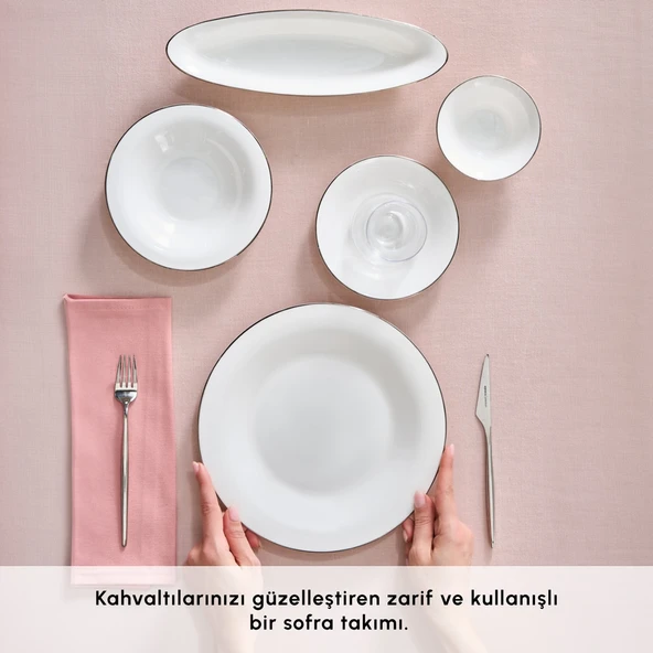 Karaca Fine Pearl Fame 26 Parça 6 Kişilik Kahvaltı Takımı Platin - Resim 4