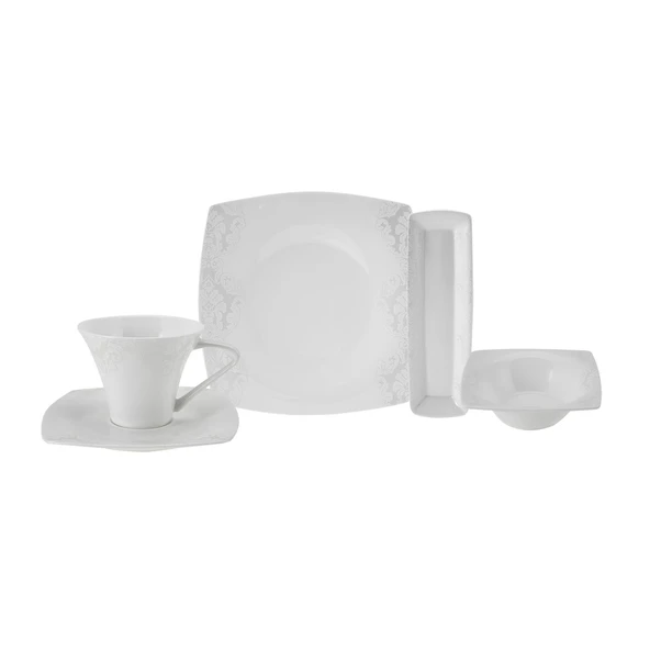 Karaca Fine Pearl Node 26 Parça 6 Kişilik Kare İnci Kahvaltı/Servis Takımı - Resim 3