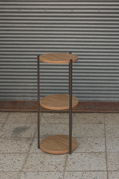 Çok Amaçlı 3 Katlı Raf - Çiçeklik, Organizer, Sehpa Ve Köşe Rafı - Siyah - Resim 2