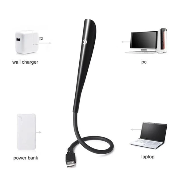 POWERMASTER Ledli Esnek USB Lamba  Siyah 6400k Klavye Aydınlatma ve Kitap Okuma lambası - 3