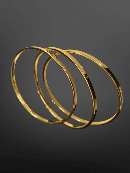 Gold Renk Parlak Ajda Model 316L Çelik Kadın Bilezik | Retro & Modern Tasarım (3 Adet) ürün görseli 1