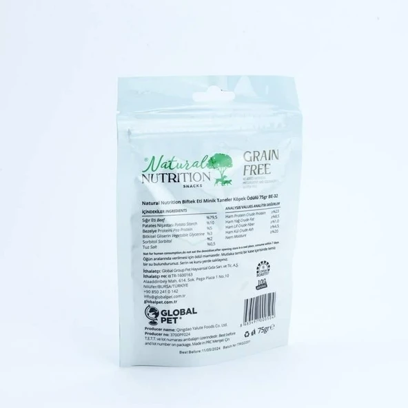 Natural Nutrition Snacks Biftek Eti Minik Taneler Köpek Ödülü 75 gr - Resim 3