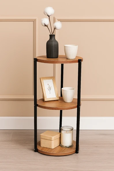 Çok Amaçlı 3 Katlı Raf - Çiçeklik, Organizer, Sehpa Ve Köşe Rafı - Siyah ürün görseli 1