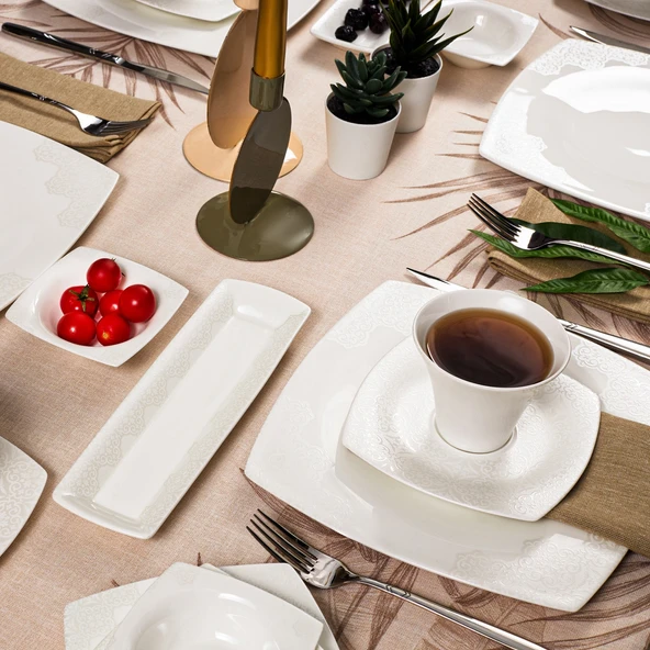 Karaca Fine Pearl Valentina 26 Parça 6 Kişilik Kare İnci Kahvaltı/Servis Takımı - Resim 2