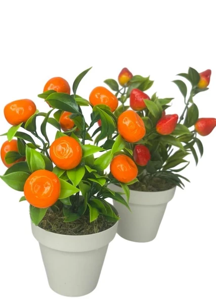 Nettenevime 5li Set Yapay Çiçek Mini Saksıda Meyveler 20cm - Resim 6