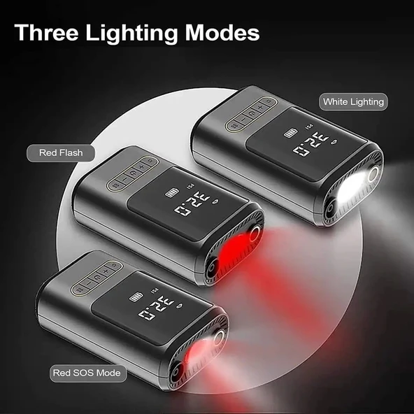 Ka-760 Kablosuz Oto Araç Mini 4000mah 150 Psı Işıklı Oto Hava Kompresörü - Resim 2