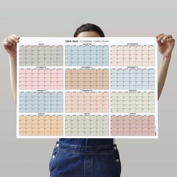 Amerikan Standardı 2025 -2026 Akademik Duvar Takvimi, TEMMUZ Başlangıçlı, PAZAR Günü Başlangıçlı 2025 -2026 Akademik Tak - Resim 4