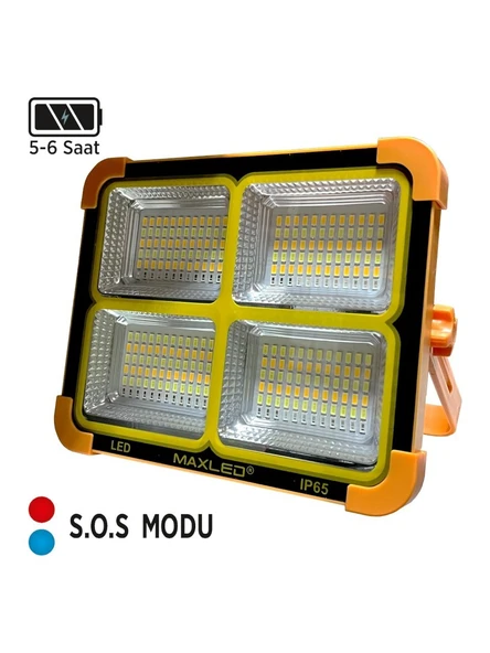 Maxled MX-9020 Taşınabilir Şarjlı Solar Led Projektör 200W 3 Renk S.O.S ürün görseli