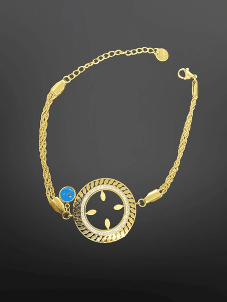 Gold Renk Çeyreklik Model Hazneli Parlak 316L Çelik Kadın Bileklik | Modern ve Şık ürün görseli 1