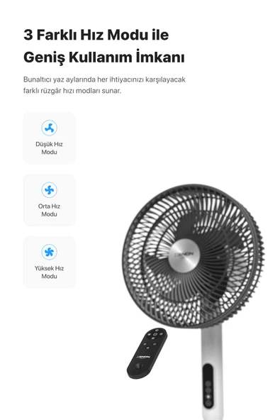 Xenon Smart Akıllı Vantilatör 60W Kumandalı 3 Kademeli Wi-Fi Mobil Uygulama ile Kontrol 70 Ayaklı Fan X7430 - 4