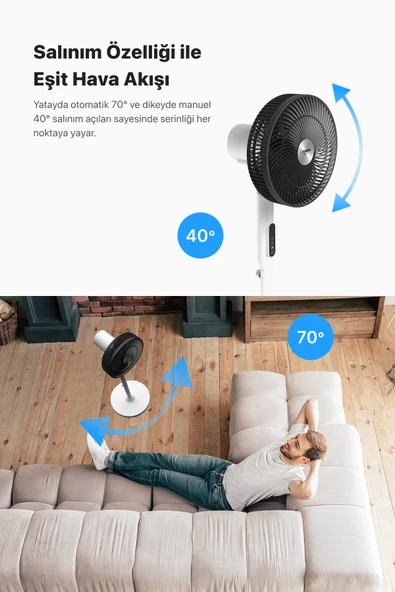 Xenon Smart Akıllı Vantilatör 60W Kumandalı 3 Kademeli Wi-Fi Mobil Uygulama ile Kontrol 70 Ayaklı Fan X7430 - 7