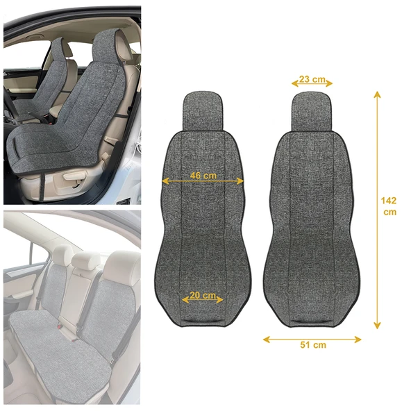 Keten Cepli Araç Ön Arka Koltuk Koruyucu Araba Koltuk Minderi - Resim 4