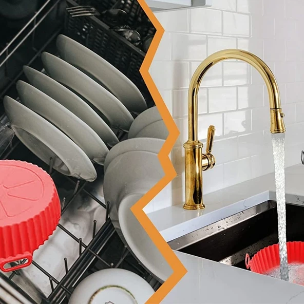 BUFFER® Renkli Isıya Dayanıklı Yıkanılabilir Silikon Fırın Ve Airfryer Yuvarlak Model Pişirme Matı 20 Cm - Resim 4