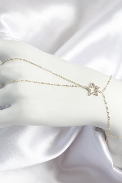 Pirinç Zirkon Taşlı Yıldız Model Gold Renk Kadın Şahmeran - TJ-SN701 - 1
