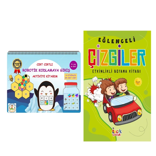 Becerikli Kaşifler Cırt Cırtlı Robotik Kodlamaya Giriş Aktivite Kitabım ve Bıcırık Eğlenceli Çizgiler Seti 2 Kitap