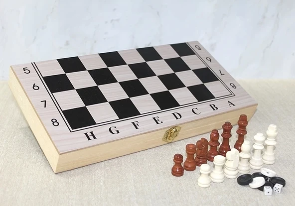 Ahşap Kutulu Satranç Tavla Seti Alk4022 ürün görseli