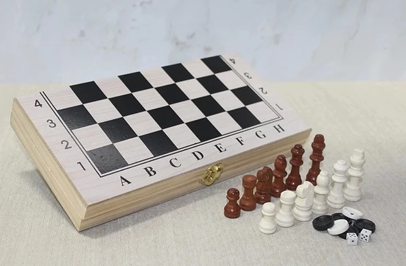 Ahşap Kutulu Satranç Tavla Seti Alk4021 ürün görseli