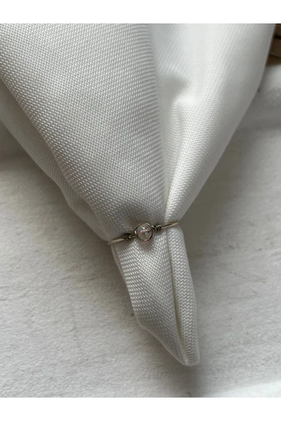 Minimal Şeffaf Kristal Taşı Gümüş Renk Ayarlanabilir Tel Yüzük ürün görseli 1