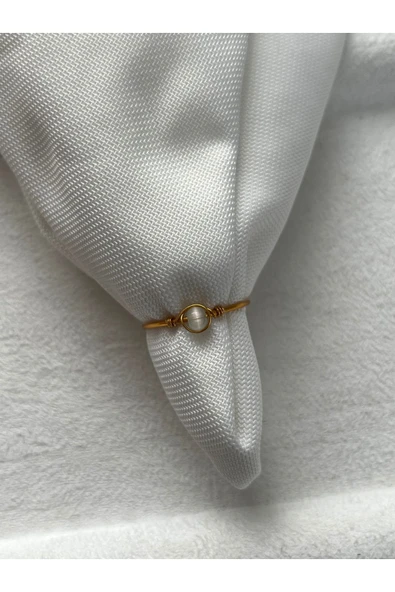 Minimal Yeşil Kedi Gözü Ayarlanablir Altın Tel Yüzük ürün görseli 1