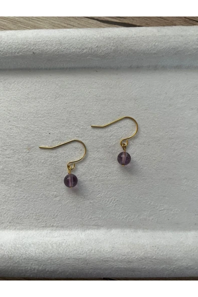 Ametrin Taşı Altın Kaplama 24k Altın Kaplama Sallantı Küpe ürün görseli 1