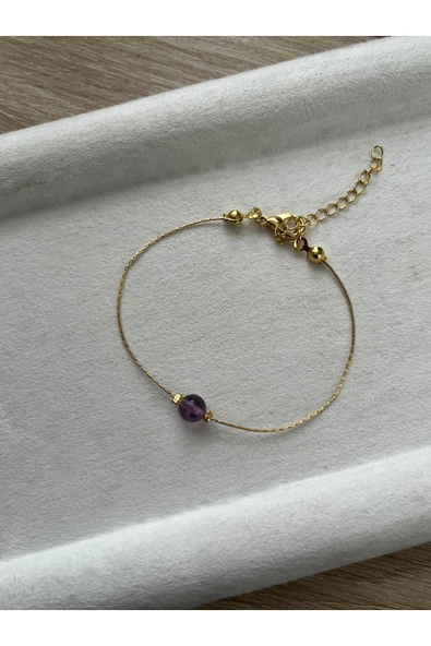 Ametrin Taşı Altın Kaplama Bileklik El Yapımı ürün görseli 1