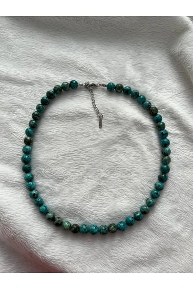 Okyanus Ceyt Taşı 8 mm Taşlı Çelik Aparatlı Kolye El Yapımı ürün görseli 1