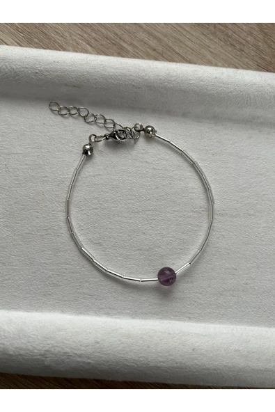 Ametrin Taşı Gümüş Detaylı Tasarım Bileklik El Yapımı ürün görseli 1