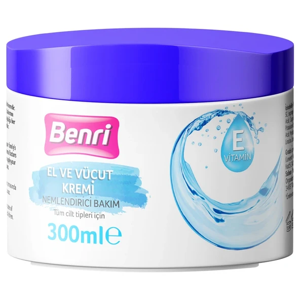 Benri Nemlendirici Bakım El ve Vücut Kremi 300 ml