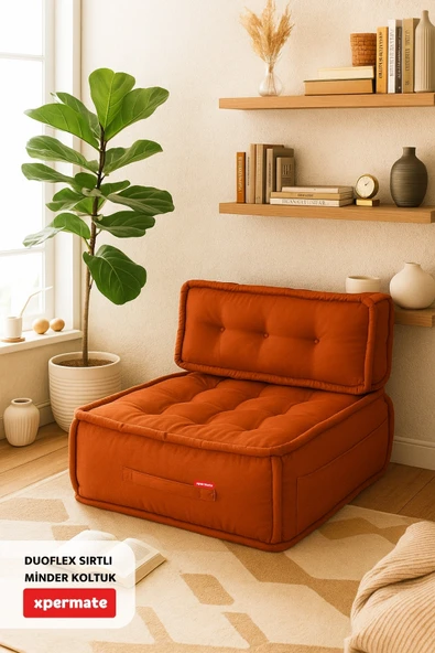 Xpermate DuoFlex Sırtlı Minder Koltuk İskandinav Tarzı Ergonomik  Sırtlıklı Oturma Minderi 80x80x30 Pembe - Resim 5