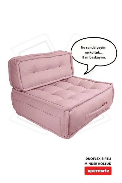 Xpermate DuoFlex Sırtlı Minder Koltuk İskandinav Tarzı Ergonomik  Sırtlıklı Oturma Minderi 80x80x30 Pembe ürün görseli
