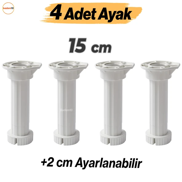 Ayarlanabilir 4 Adet 15 Cm Plastik Ayak Dolap Mobilya Tezgah Yükseltici Yükseltme Ayağı Ayakları - Resim 9